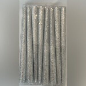 New in package 2 sets silver sparkly taper candles 8 total
